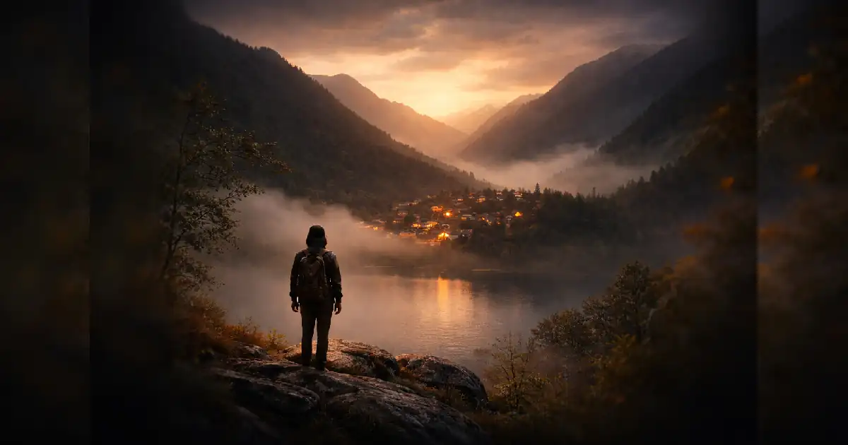 A quiet, untouched travel destination far from crowds and social media