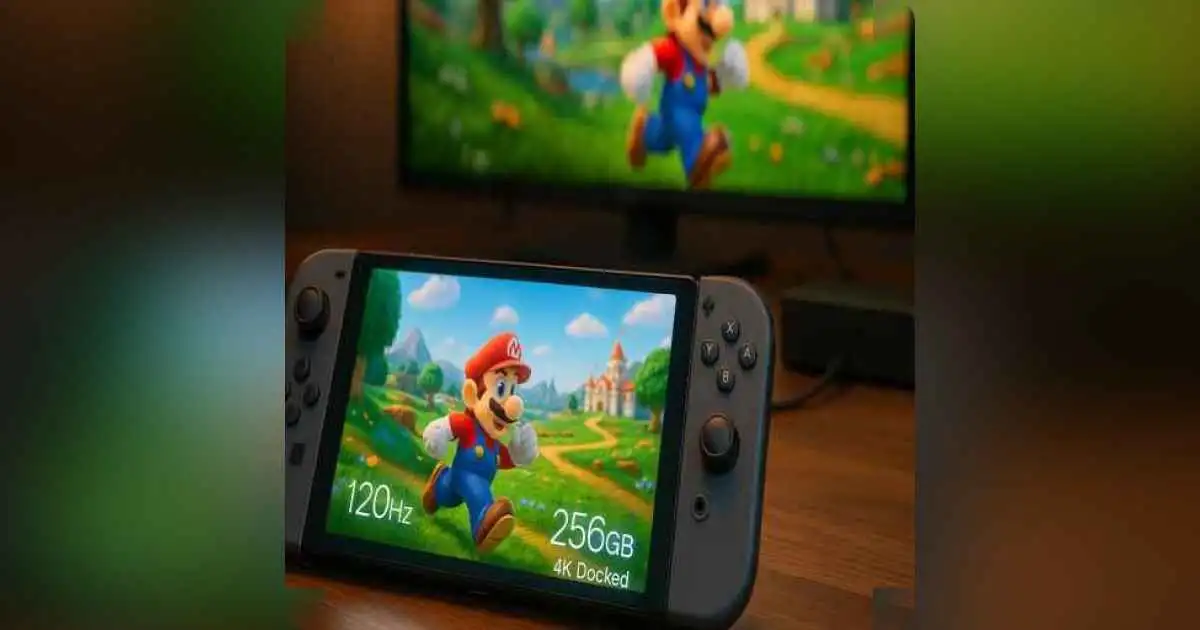 Nintendo Switch 2 console with Joy-Cons and 4K TV setup