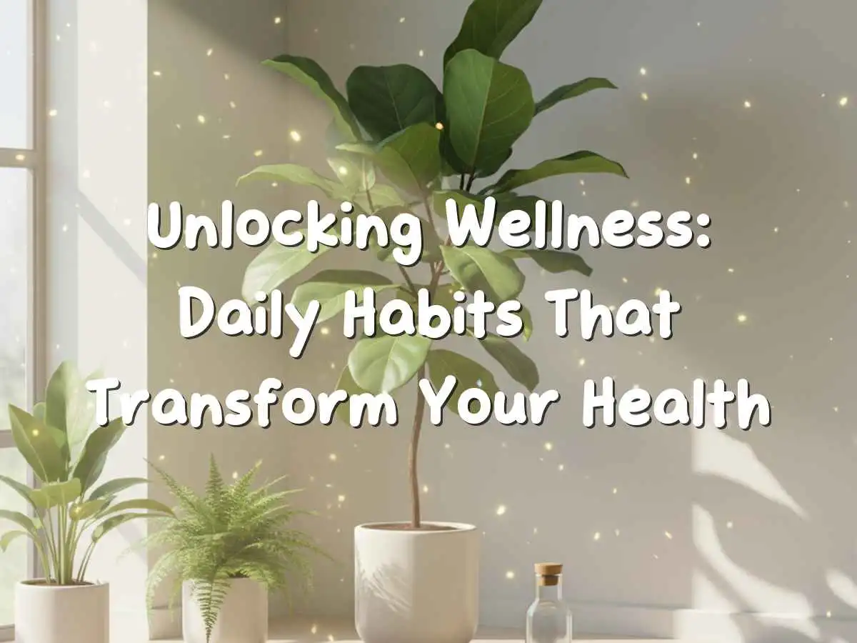 स्वस्थ जीवनशैली की दैनिक आदतों को दर्शाता शांत वेलनेस चित्र