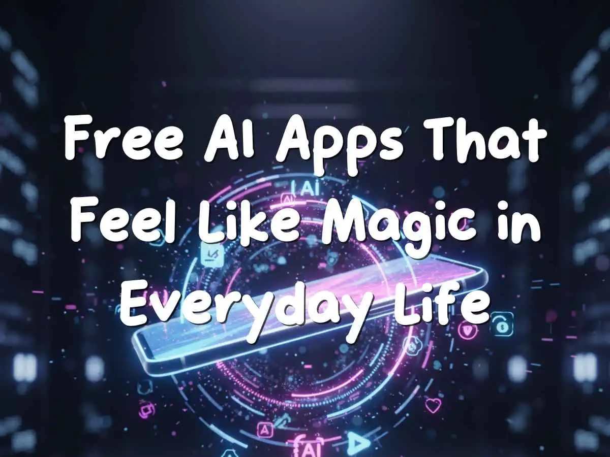 A futuristic glowing smartphone surrounded by holographic AI icons