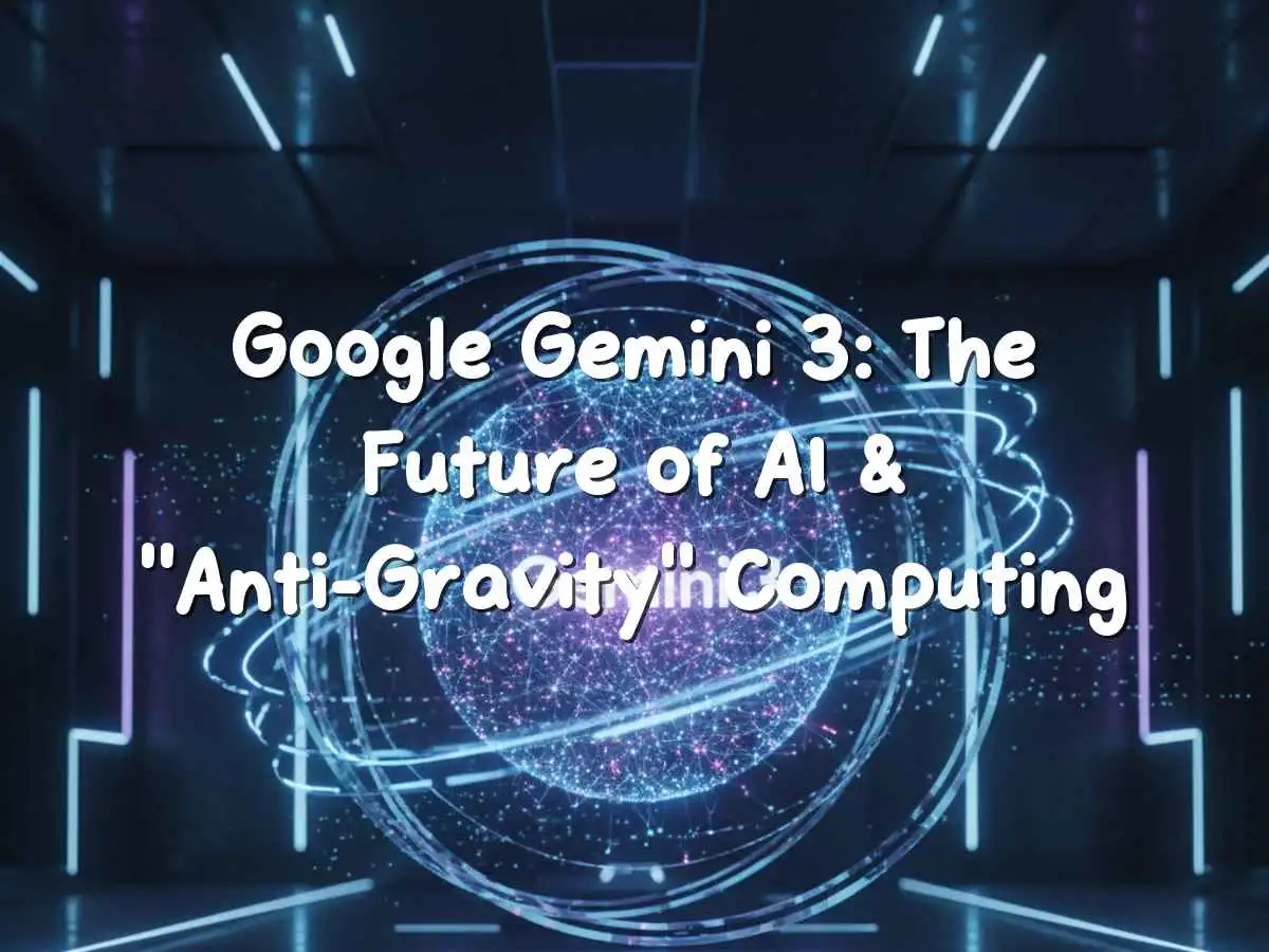 Illustration of Google Gemini 3 logo surrounded by abstract anti-gravity particles