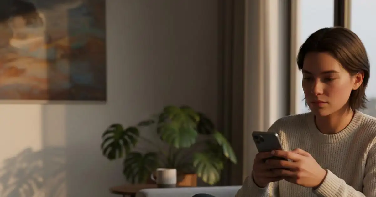 डिजिटल कनेक्टिविटी दर्शाता एक शांत घरेलू दृश्य