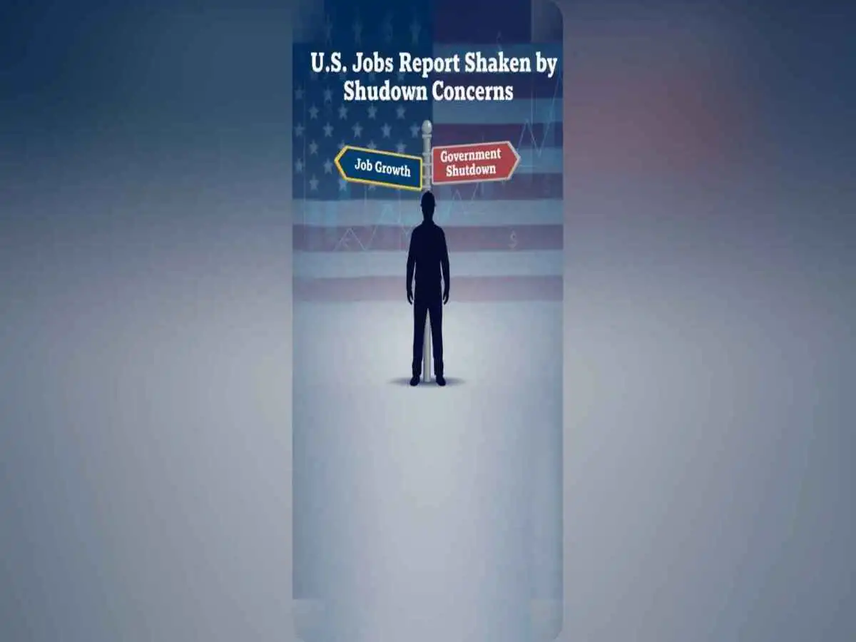 Empty office and paused data charts - symbolizing delayed U.S. jobs report during shutdown