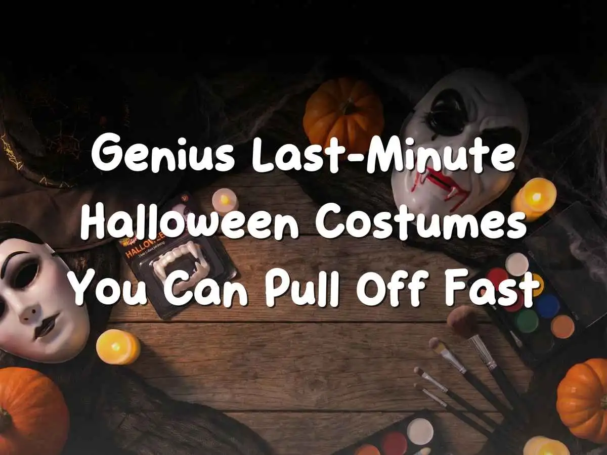 Creative last-minute Halloween costume essentials arranged with spooky accessories