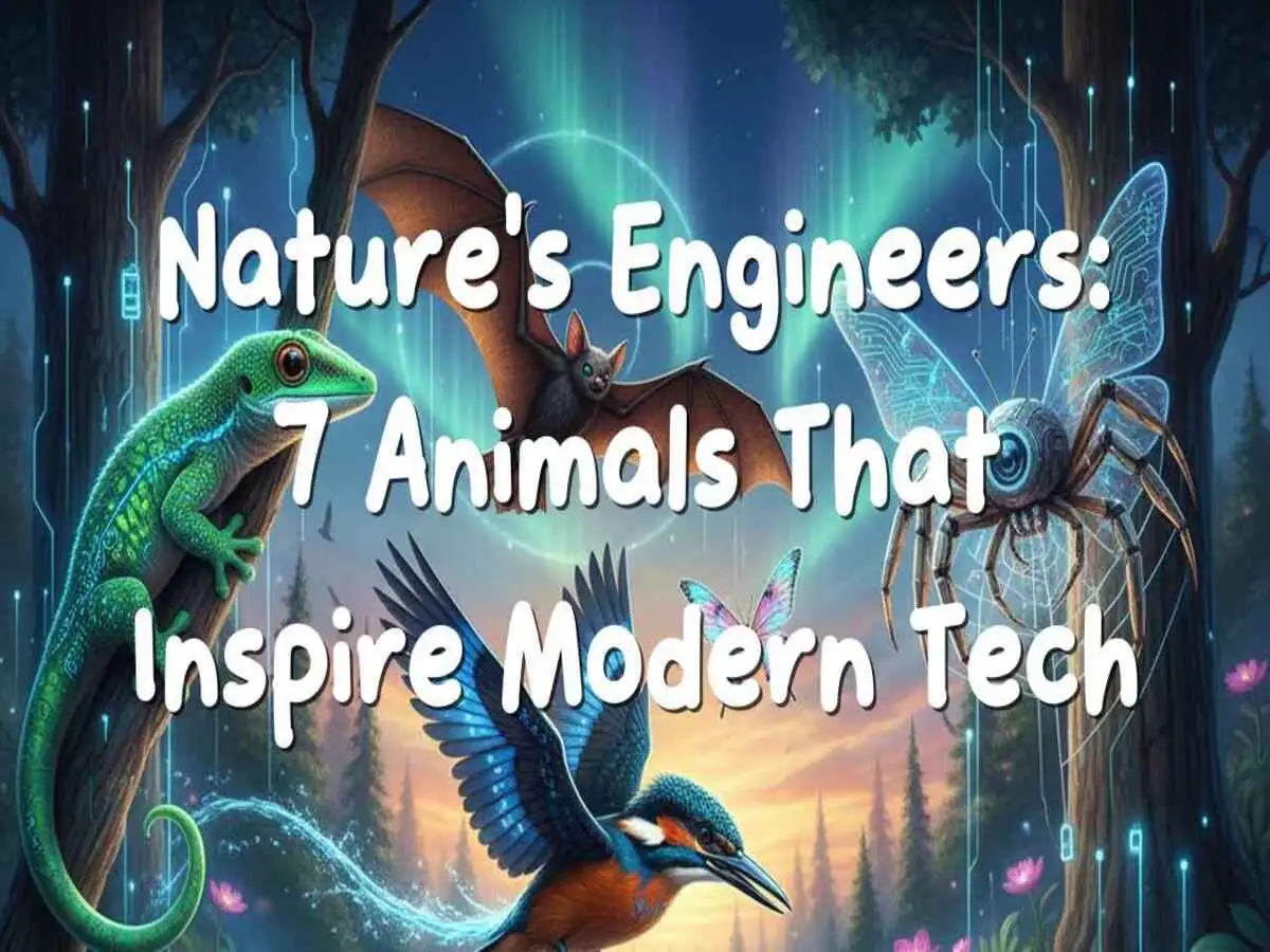 Collage of animals like gecko, kingfisher, shark and octopus symbolizing nature-inspired technology