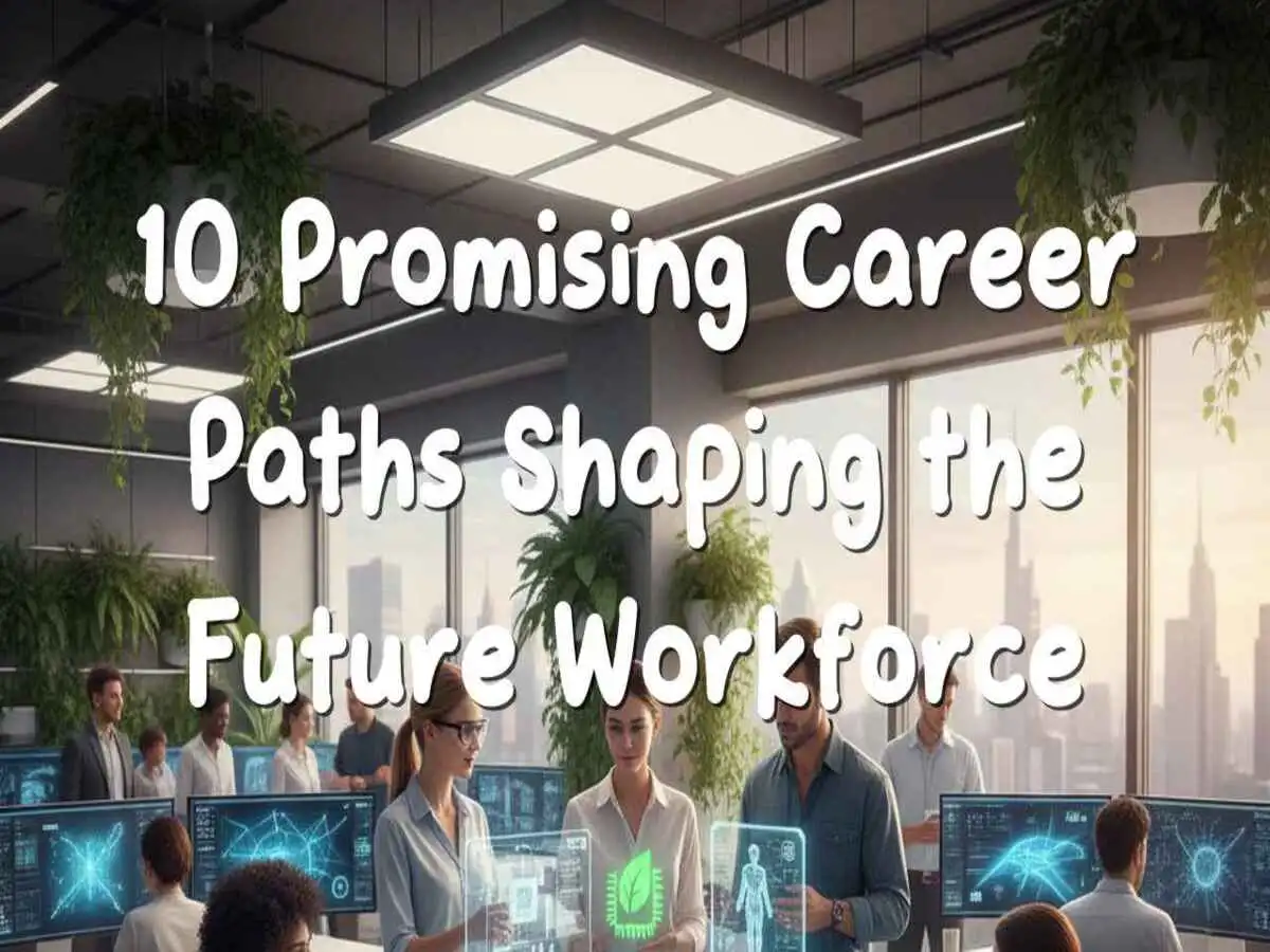 Diverse professionals working in a futuristic tech environment