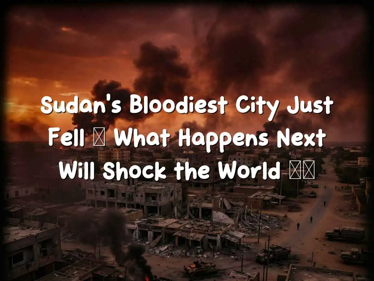 डूबते सूरज में जलते टैंक और धुएँ से भरा अल-फाशिर शहर, खून जैसा लाल आकाश