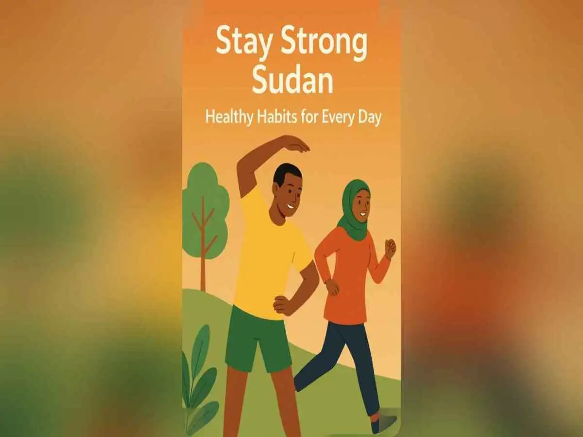Sudanese people practicing healthy habits and fitness outdoors